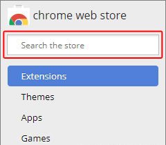 Окно поиска для интернет-магазина Google Chrome.