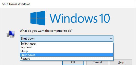 Windows 10 Завершение работы