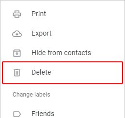 Удалить контакт в Gmail