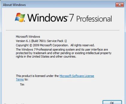 Windows XP Winver окно