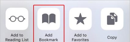 Значок, используемый для вызова меню добавления закладок в iOS.