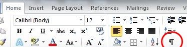 Значок символа Microsoft Word 2010