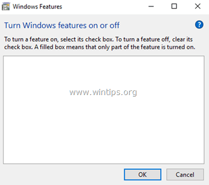 Список функций Windows пуст
