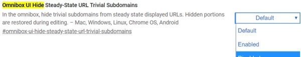 Скрыть параметр настройки субдомена в браузере Chrome