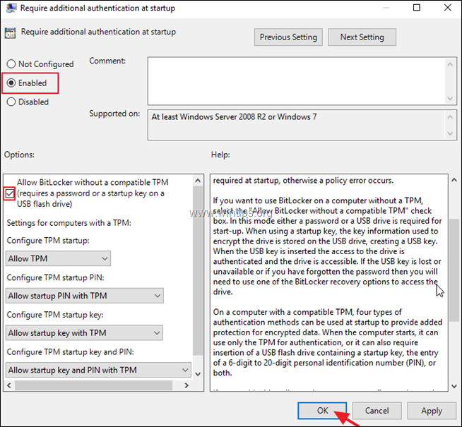 Отключить BitLocker Tpm требование Windows 10