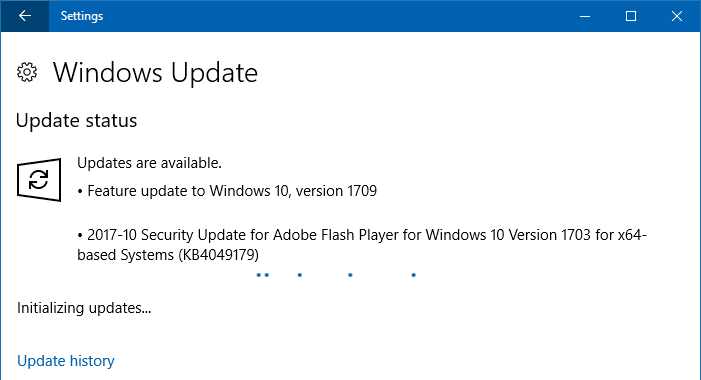 Windows 10 Fall Creators Обновление доступно WU