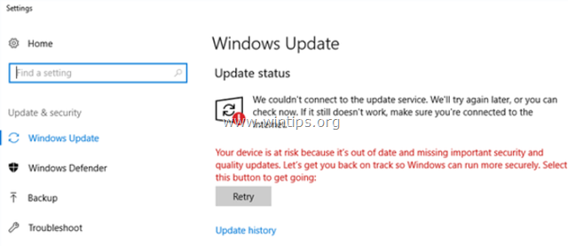 Ваше устройство в опасности - не удается обновить Windows 10