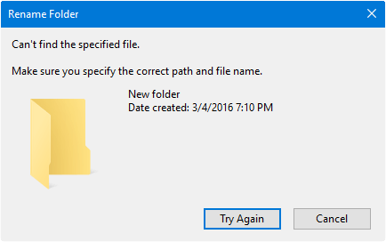 Не удается переименовать или переместить папки в Windows 10