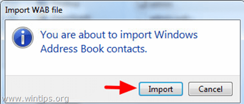 импортировать контакты из адресной книги Windows