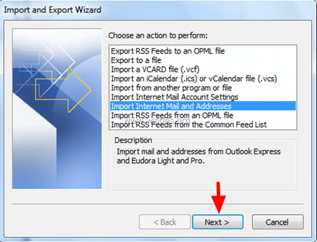 Импорт адресной книги Outlook Express в Outlook