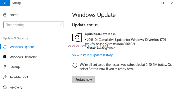 исправить проблемы с обновлением Windows 10