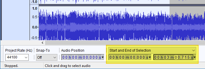 экспортировать выбранное аудио из видео mp4, используя Audacity