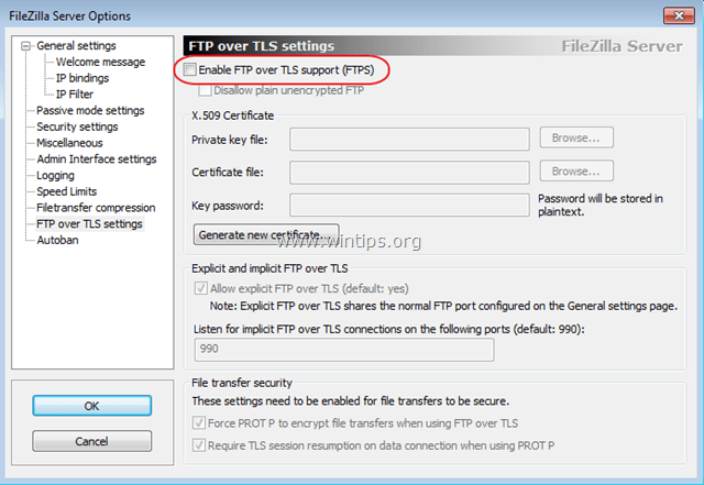 FileZilla сервер FTP по TLS