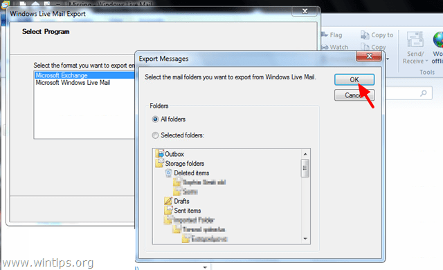 Почта Windows Live в Outlook, все папки
