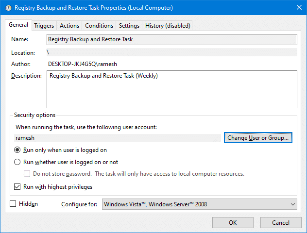 полностью резервное копирование реестра Windows 10 - утилита резервного копирования и восстановления реестра - планировщик задач