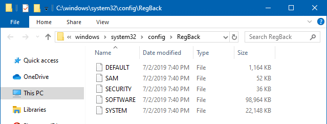 enableperiodicbackup regback - полностью резервная копия реестра