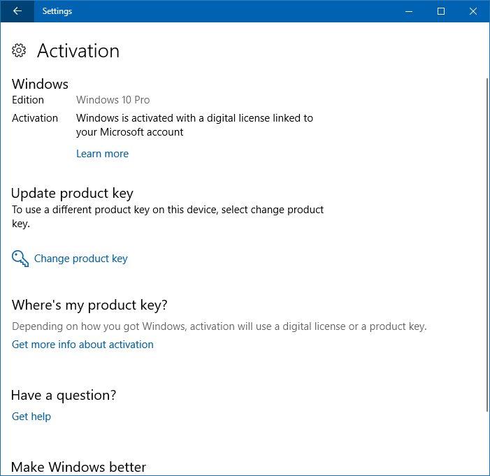 изменить ключ продукта в Windows 10