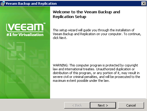 Экран приветствия Veeam 6