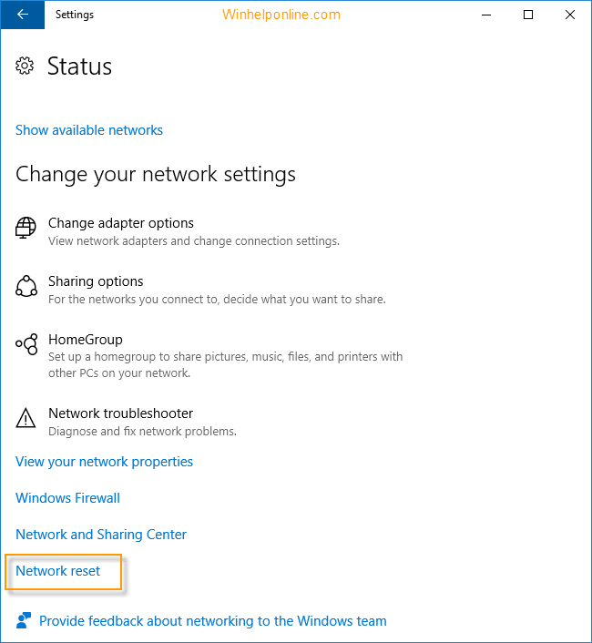 Windows 10 сброс сети