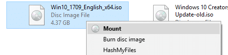 смонтировать файл iso правой кнопкой мыши меню