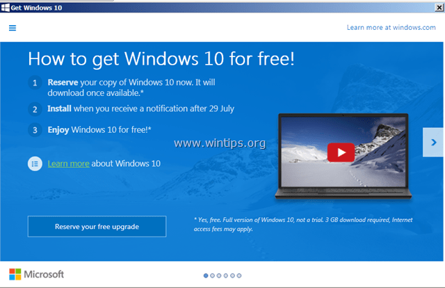 удалить Получить уведомление Windows 10