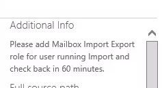 пожалуйста добавьте роль экспорта почтового ящика