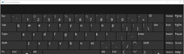 Экранная клавиатура в Windows 10 без цифровой клавиатуры.