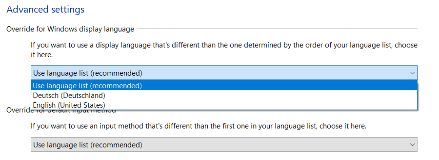 изменить язык в Windows 10