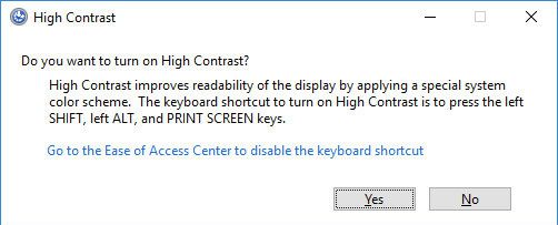 Включение режима высокой контрастности в Windows 10