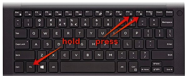 Клавиатура ноутбука Dell XPS с кнопками яркости