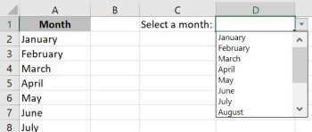 Выпадающий список в Microsoft Excel, созданный с использованием существующих данных
