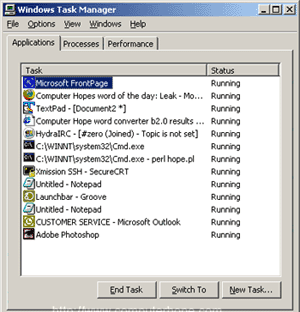 Диспетчер задач Windows XP