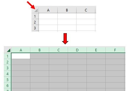 Выбрать все ячейки в Microsoft Excel