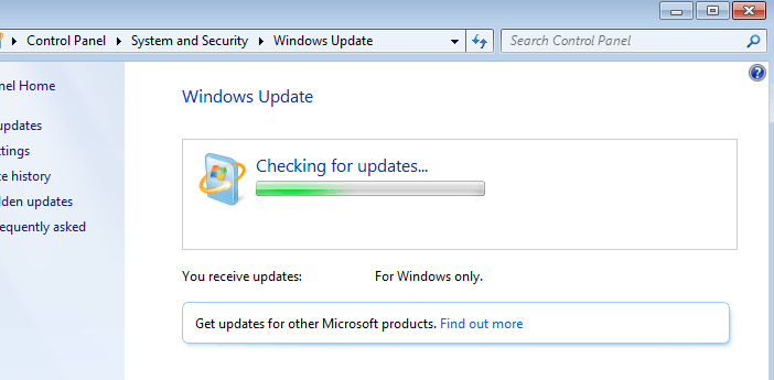 Windows 7 висит проверить наличие обновлений