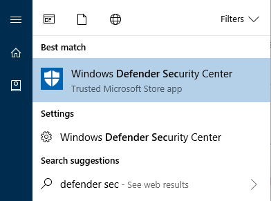 Центр безопасности Windows Защитник