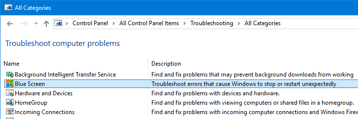 синий экран устранения неполадок Windows 10