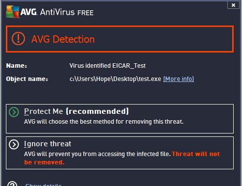 Окно предупреждения о вирусе