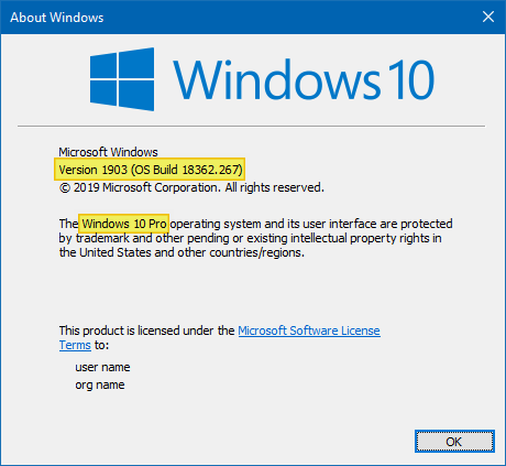 найти версию windows 10 построить bitness winver