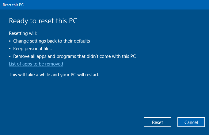 сбросить этот компьютер в Windows 10 вариантов восстановления