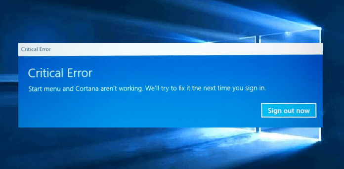 Windows 10 меню Пуск не работает