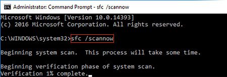 Запуск sfc / scannow в командной строке администратора Windows 10