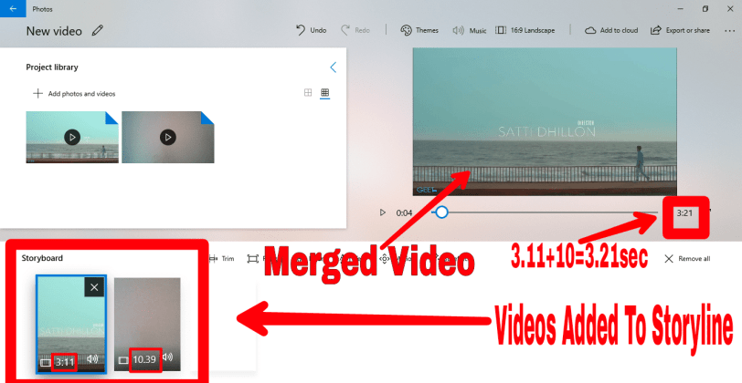 объединить или объединить видео с помощью приложения Windows 10 фото