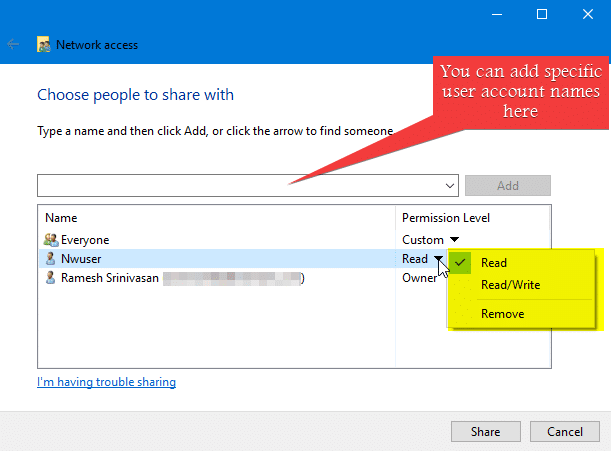 обмениваться файлами без HomeGroup в Windows - дать доступ к