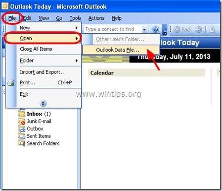 Открыть Outlook PST