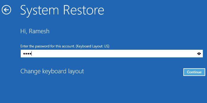 Выполнить откат восстановления системы в автономном режиме через Windows Re