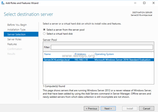 установка резервного копирования Windows Server