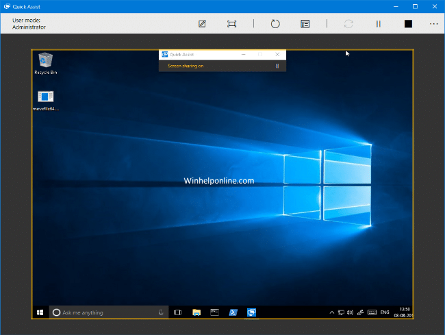 быстрая помощь в Windows 10