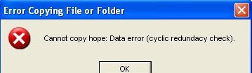 Ошибка CRC в Windows XP