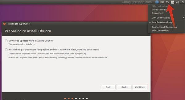 Ubuntu LiveISO Сетевое меню