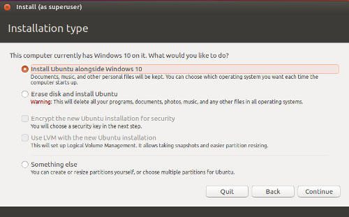 Ubuntu LiveISO устанавливается вместе с Windows 10